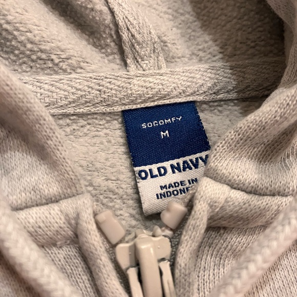 Old Navy Fleece Full Zip Hoodie Gray Sweatshirt Drop Shoulder - Picture 3 of 7